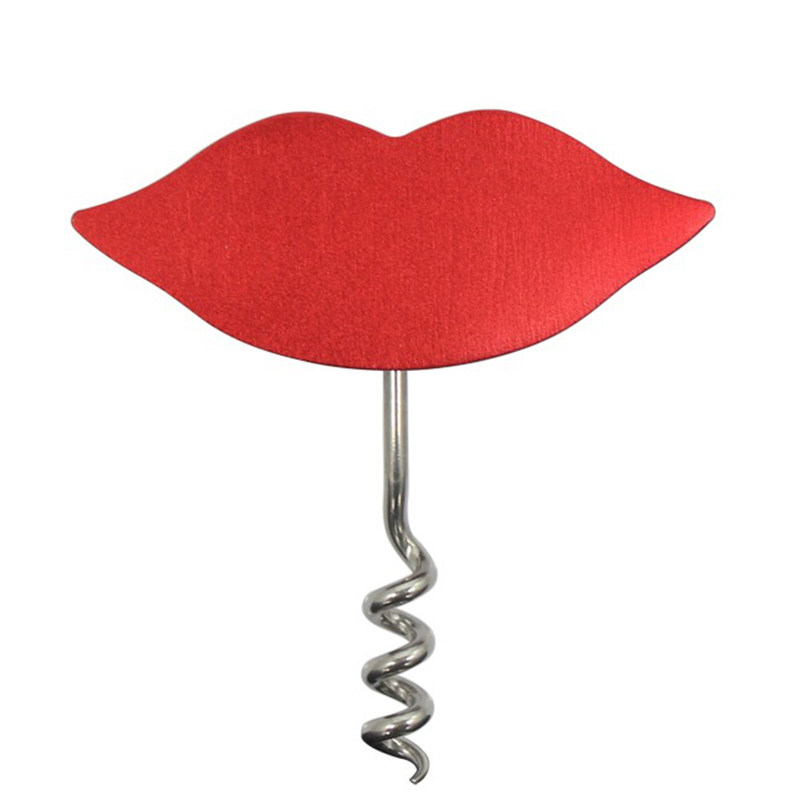 BR-WO37 Red Lip Shape Wine Opener Corkscrew